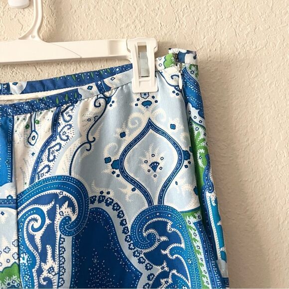 J Mclaughlin 100% Silk Lining Blue Paisley Pants Zip Size 2 - Picture 2 of 8